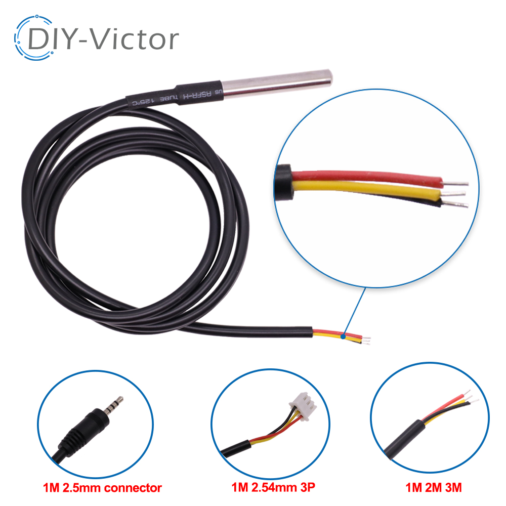 Ds18B20 Temperature Sensor - Paquete de acero inoxidable DS18B20 1/2/3