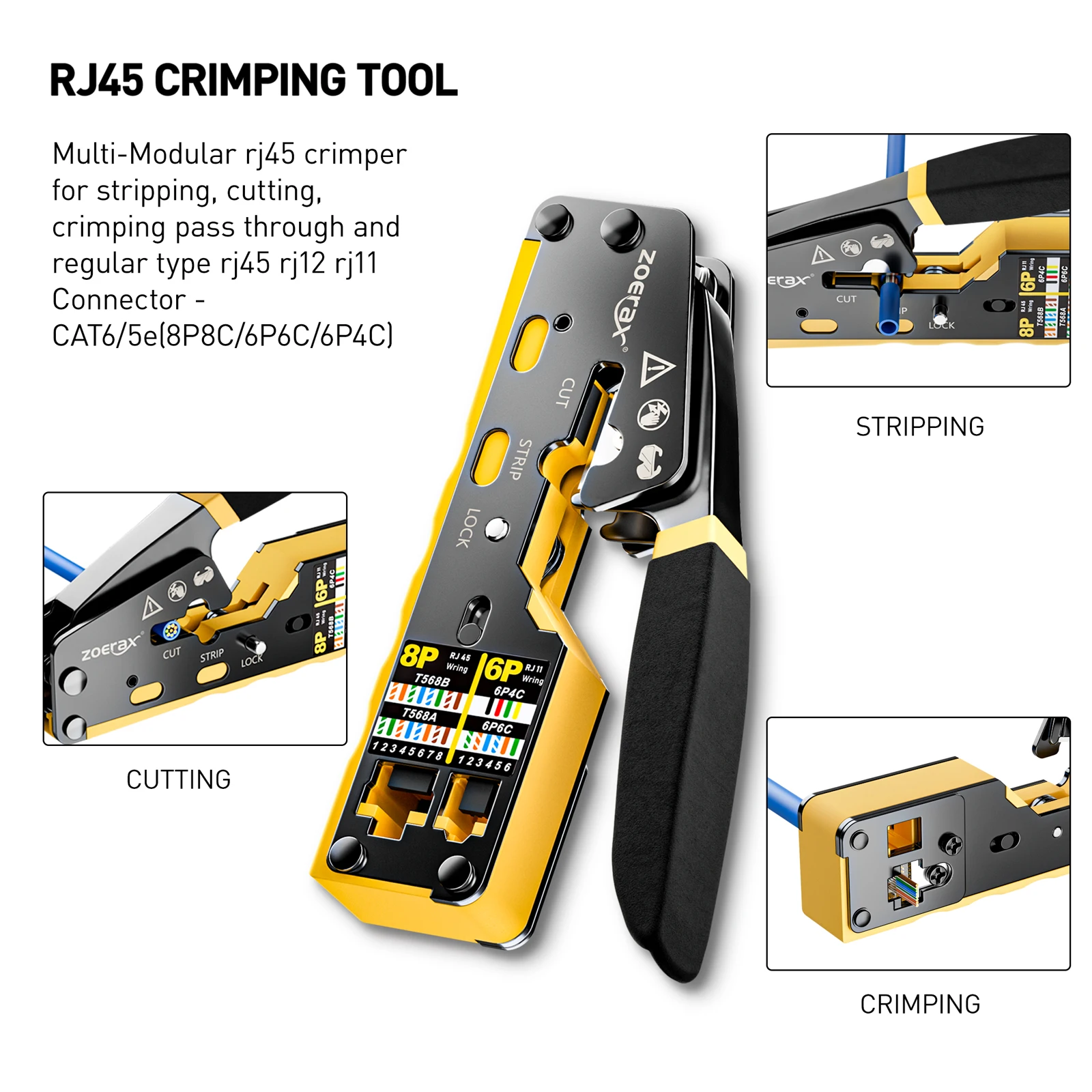 ZoeRax RJ45 CAT6 CAT5E Kit de  - Wire Stripper Cutter reseña y precio